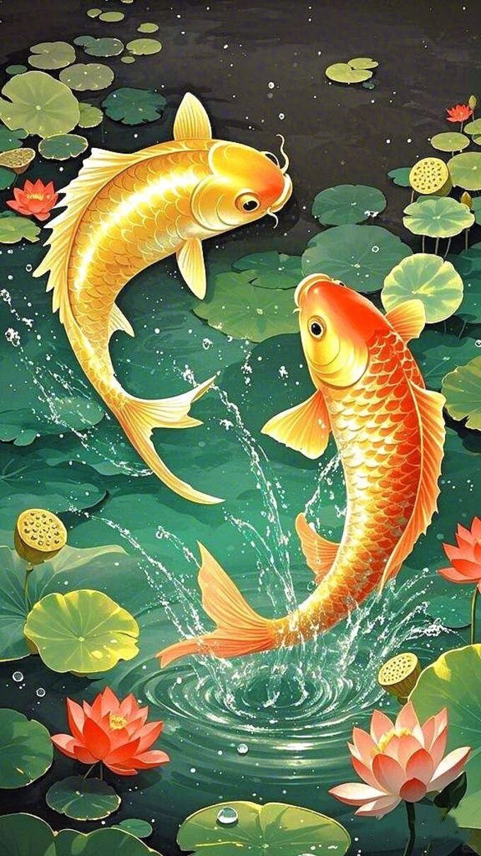 Hình nền hoa sen cá chép