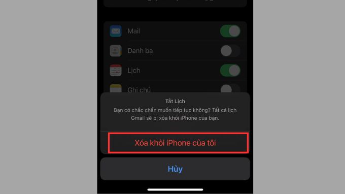 Xác nhận đăng xuất tài khoản Gmail trên iPhone