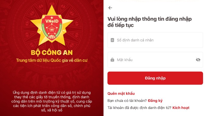 Mật khẩu và passcode trên VNeID