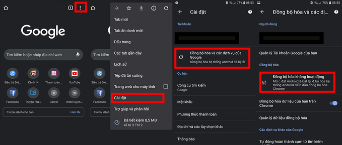 Đồng bộ hóa trên Google Chrome