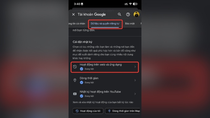 Bước 2 tắt tính năng nghe lén của Google trên điện thoại Android, iPhone