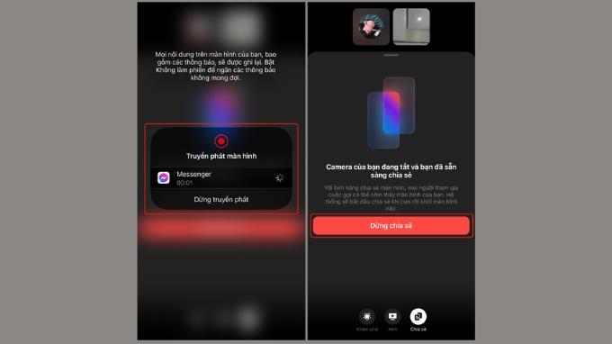 Bước 3 chia sẻ màn hình qua Messenger trên điện thoại