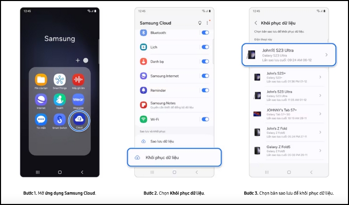 Khôi phục dữ liệu trên Samsung Cloud