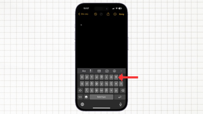 Bước 4 gõ ký hiệu Pi trên iPhone