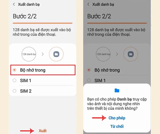 Chuyển danh bạ từ điện thoại cũ sang Samsung Galaxy S24 bằng bộ nhớ trong