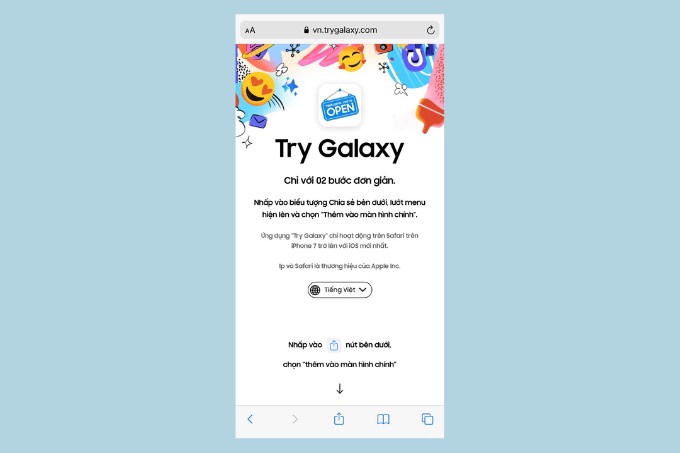 Bước 1 và 2 cài Try Galaxy