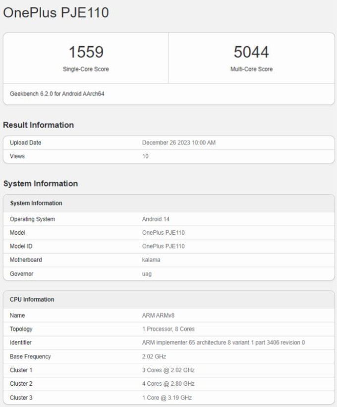 OnePlus Ace 3 xuất hiện trên Geekbench