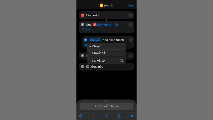 Thêm tác vụ cho iPhone ở hướng đã chọn