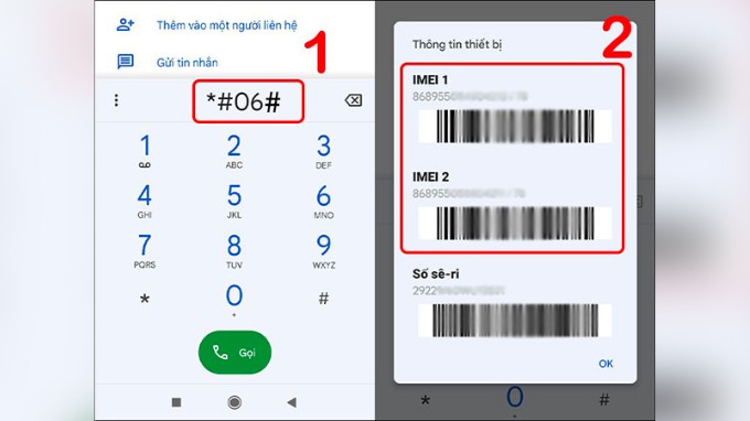 Cách 1 kiểm tra IMEI