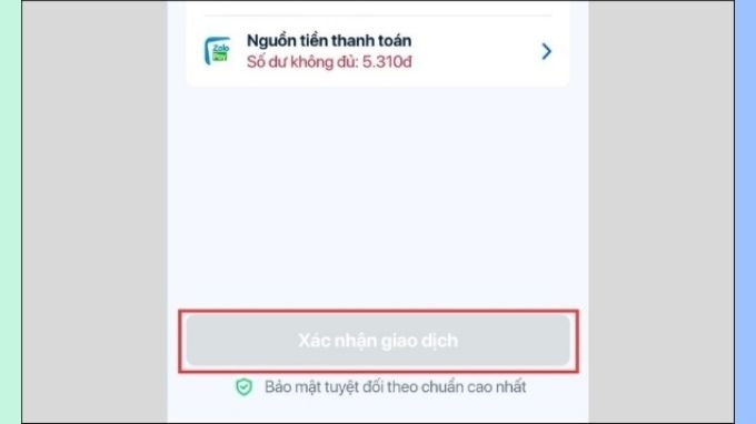 Xác nhận giao dịch thanh toán trên ZaloPay