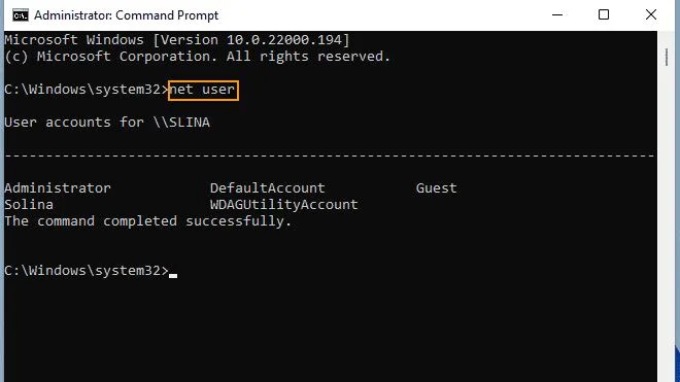 Cách đặt mật khẩu cho máy tính Win bằng Command Prompt