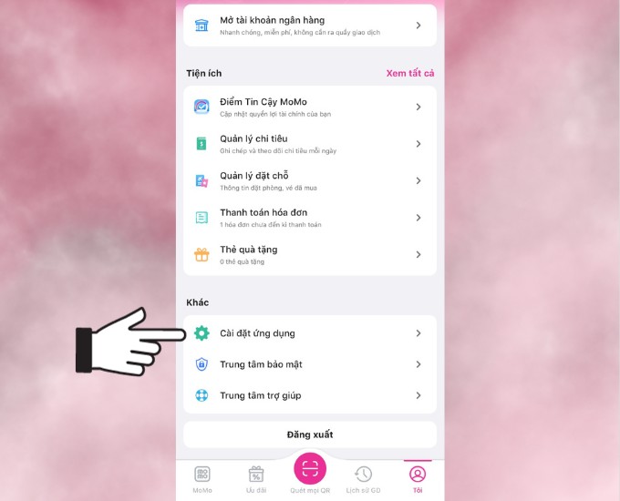 Các bước tắt thông báo quảng cáo trên MoMo
