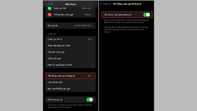 Tắt chế độ Tắt tiếng cuộc gọi không rõ trên iPhone 14 khi bị lỗi tự chuyển qua chế độ im lặng