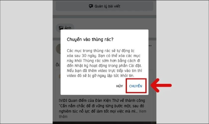 Các bước xóa bài viết trên Facebook