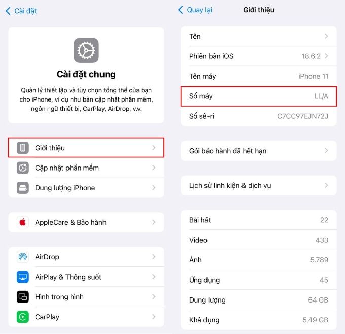 Truy cập trực tiếp trong Cài đặt