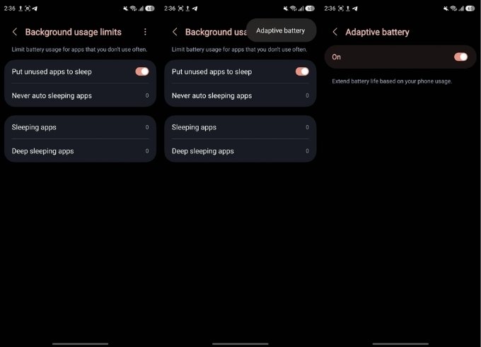Bật Adaptive Battery