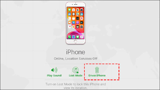 Chọn xóa iPhone để tiến hành mở khóa