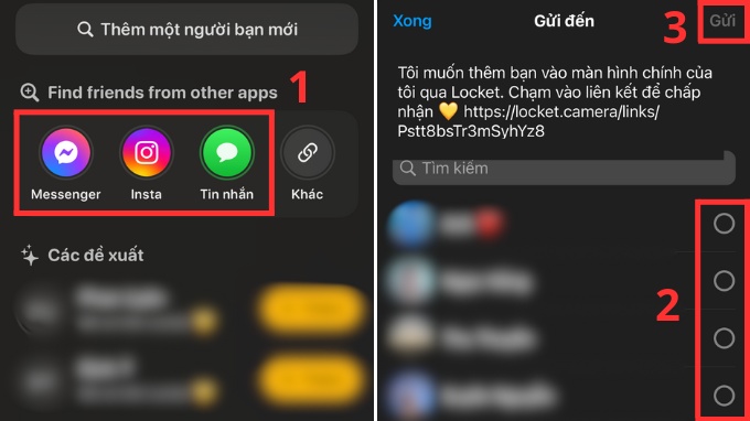 Gửi liên kết qua ứng dụng khác