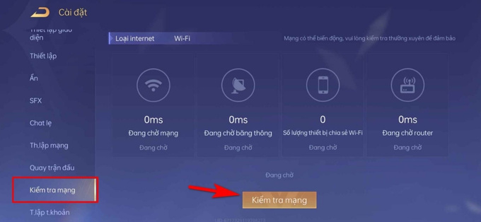 Kiểm tra kết nối, tốc độ mạng