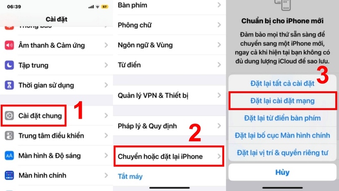 Đặt lại cài đặt mạng để khắc phục lỗi iPhone không nhận được Email