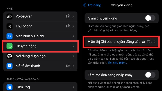 Cách bật chế độ giảm say tàu xe trên iPhone