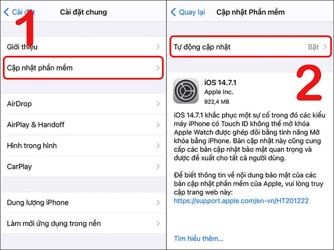 Tắt chế độ tự động cập nhật iOS