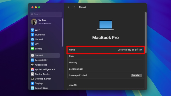 Cách đổi tên AirDrop trên MacBook