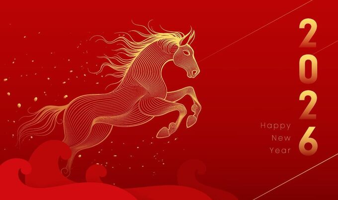 Hình nền background Tết Bính Ngọ 2026 màu đỏ rực rỡ