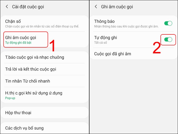 Bật tính năng tự động ghi âm cuộc gọi trên Samsung