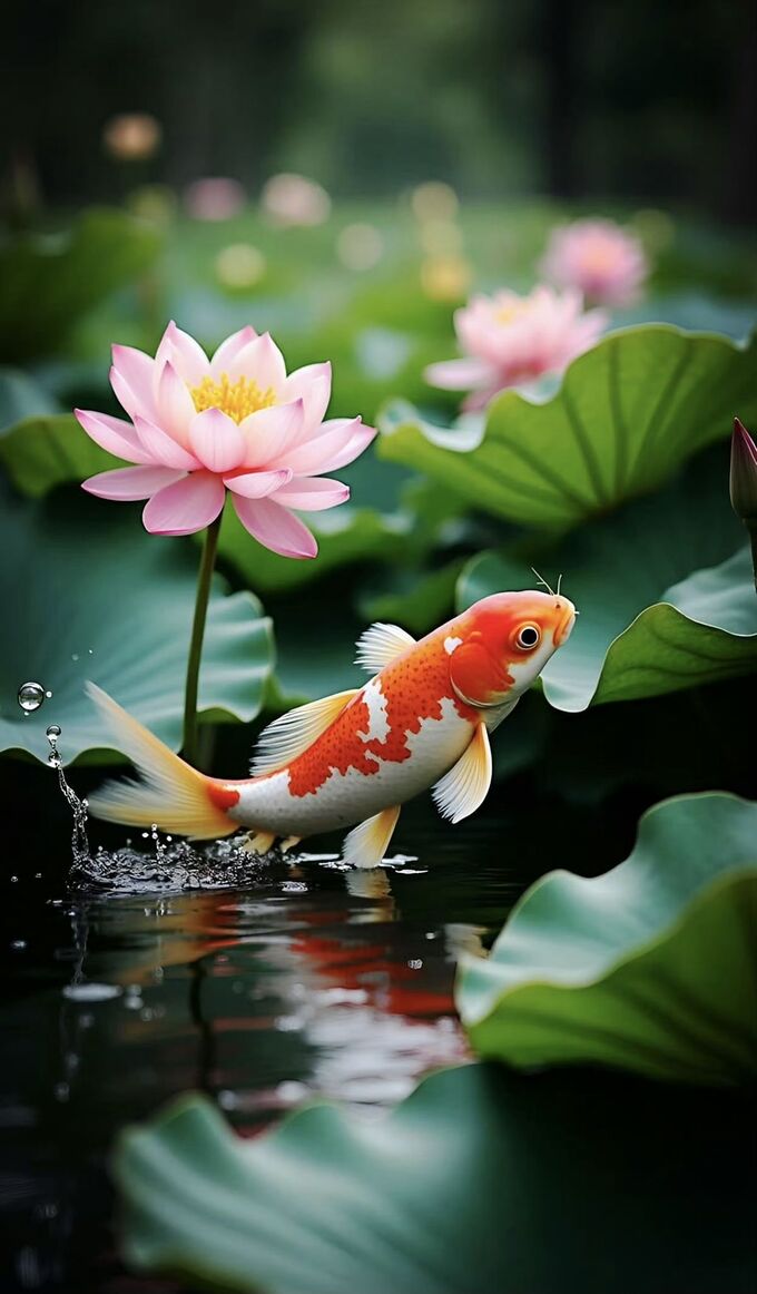 Hình nền hoa sen cá chép