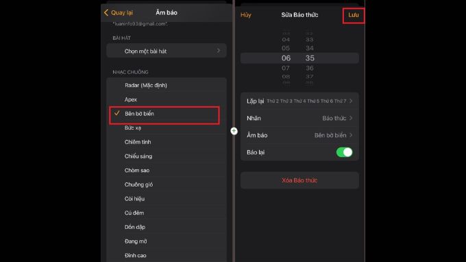Bước 3: Cách đổi nhạc chuông báo thức iPhone ngay trên ứng dụng