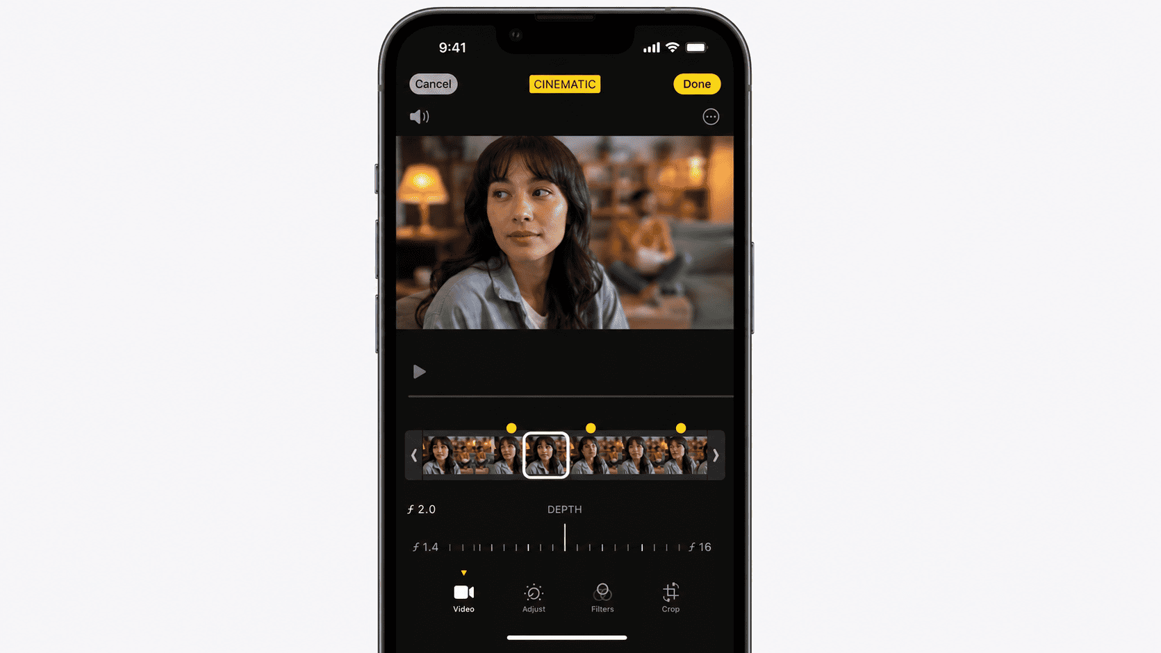 Cinematic Mode iPhone 14 chỉnh điểm focus video trong Photos app sau khi quay