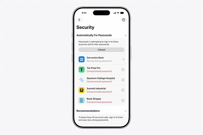 ioS 27 có tính năng tự động sửa mật khẩu bị xâm phạm