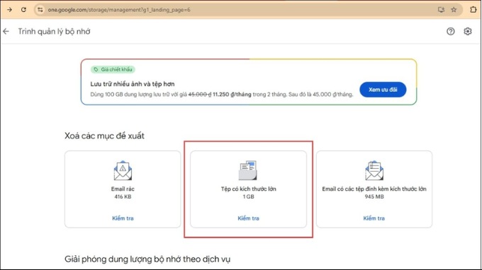 Kiểm tra bộ nhớ Google Drive