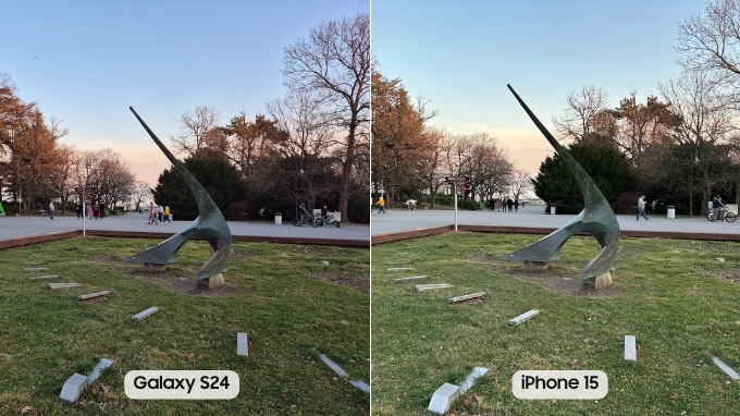 so sánh iPhone 15 và Galaxy S24 về ảnh chụp từ camera chính