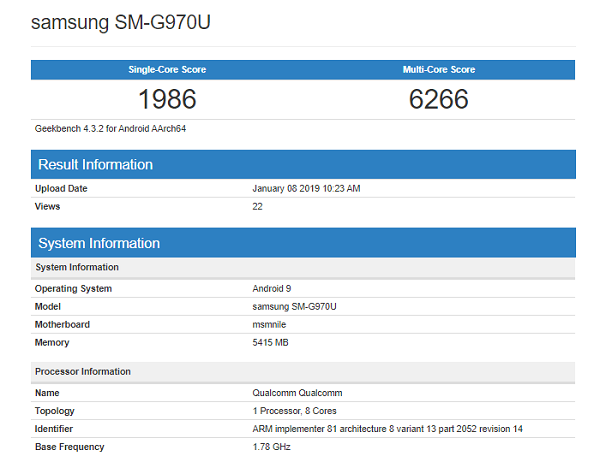 Galaxy S10 Lite với chip xử lý Snapdragon 855 xuất hiện trên GeekBench