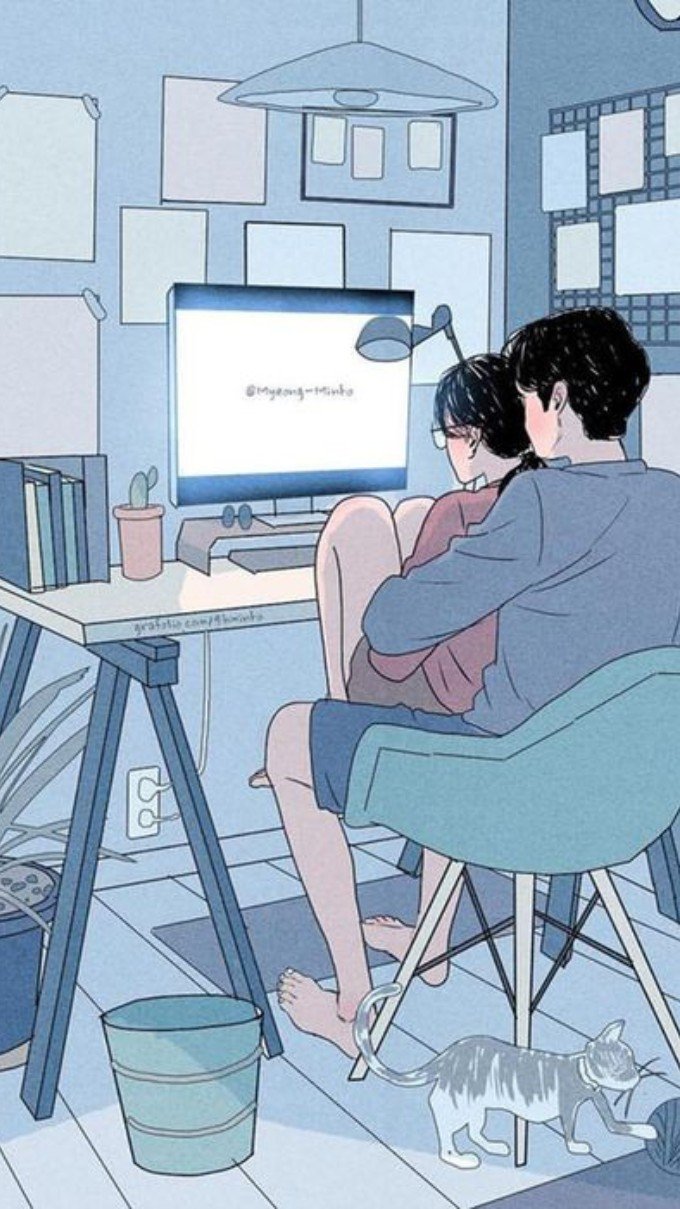 Hình nền đẹp ảnh anime cho cặp đôi lãng mạn và dễ thương
