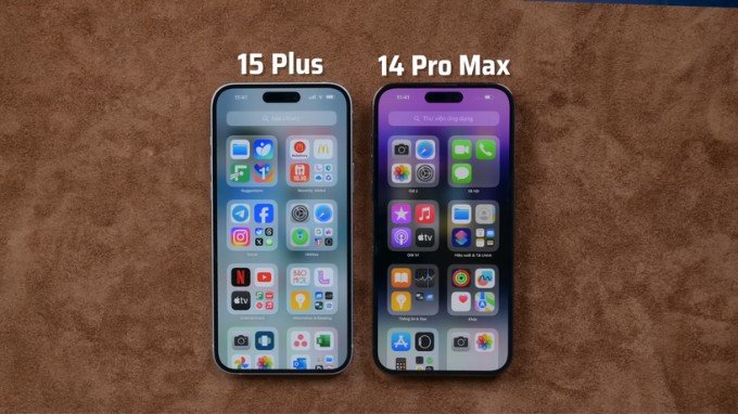 Màn hình của Phone 15 Plus và iPhone 14 Pro Max