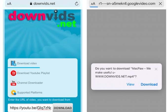 Hướng dẫn cách tải video trên Safari về iPhone thông qua DownVids.net
