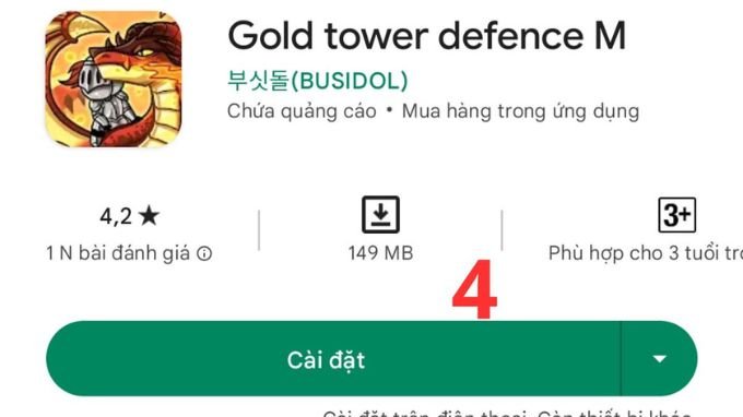 Bước 4 tải game Gold Tower Defence