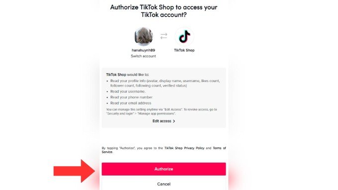 Bước 2 đăng ký tài khoản TikTok Shop