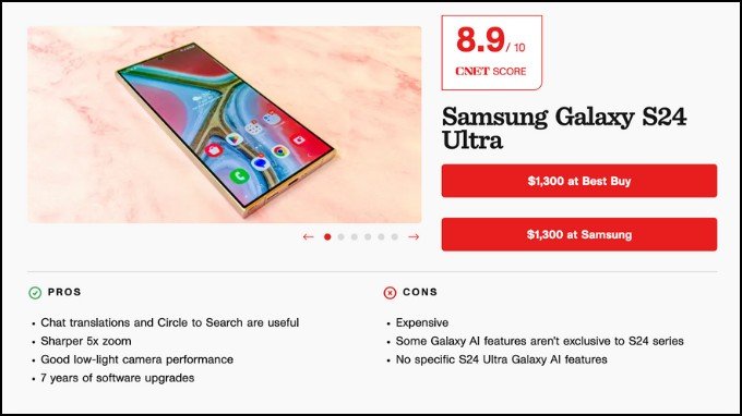 CNET đánh giá Galaxy S24 Ultra