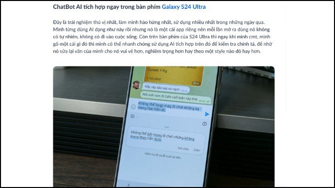 Đánh giá ChatBot AI trên Galaxy S24 Ultra
