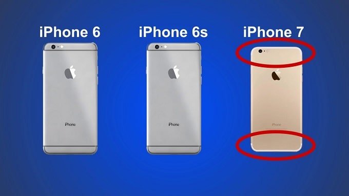 Thiết kế iPhone 7 khác với iPhone 6s