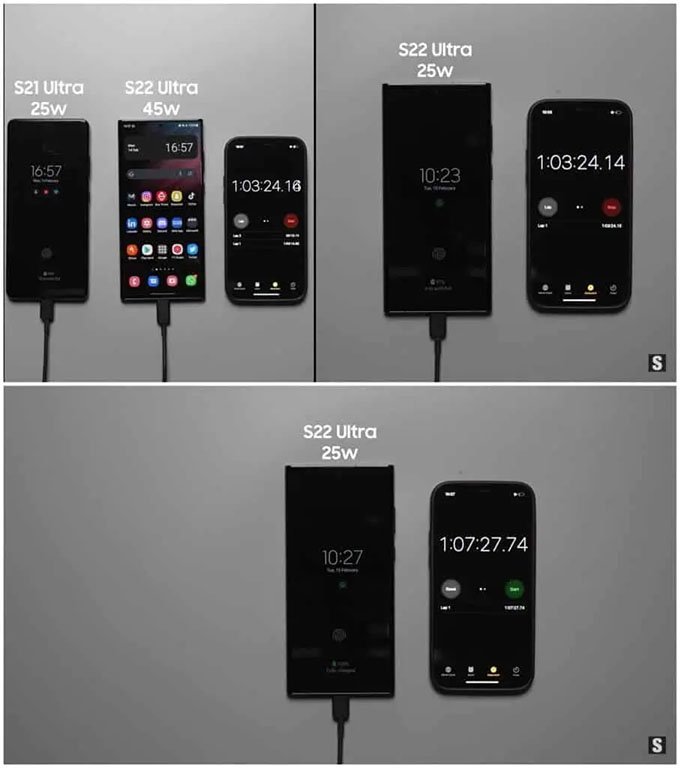 Samsung Galaxy S22 Ultra gây thất vọng với khả năng sạc nhanh 45W