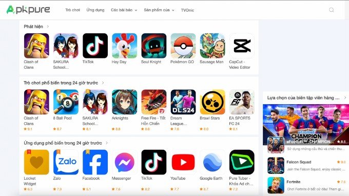 APKPure - App tải game phổ biến 