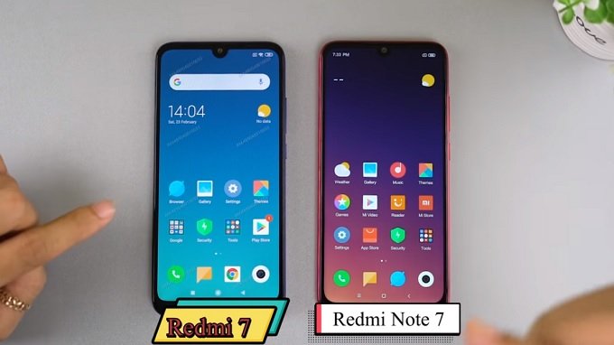 Mặt trước Redmi 7 32GB và Redmi Note 7 tương đồng