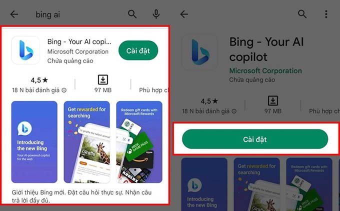 Cài đặt Bing AI trên điện thoại