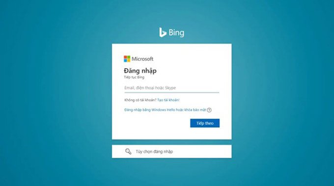 Đăng nhập tài khoản Microsoft để sử dụng Bing AI