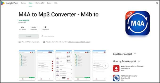 Ứng dụng M4A to Mp3 Converter - M4b to
